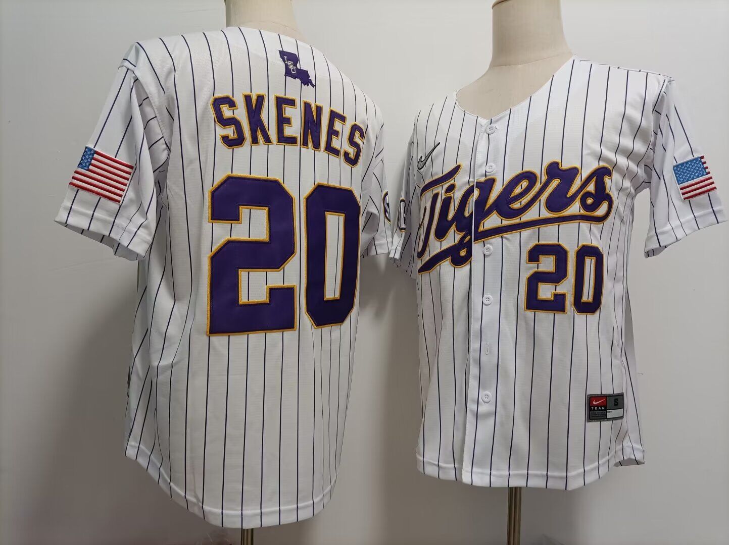 2024 NCAA Men LSU Tigers #20 Paul Skenes white Nike jersey->ncaa teams->NCAA Jersey